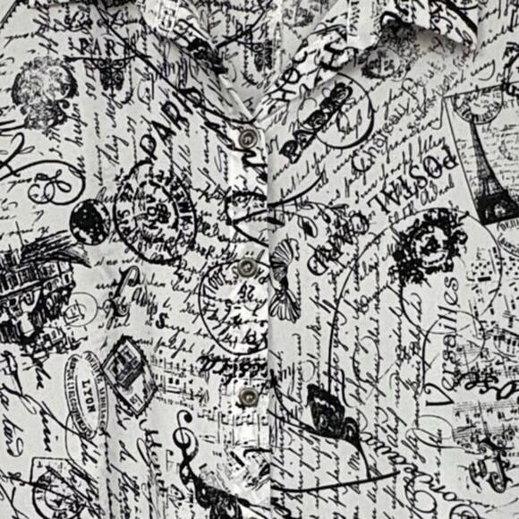 Joseph Ribkoff City Print Button Up Shirt Black & White Sz 8 Style 222173 - Picture 6 of 7